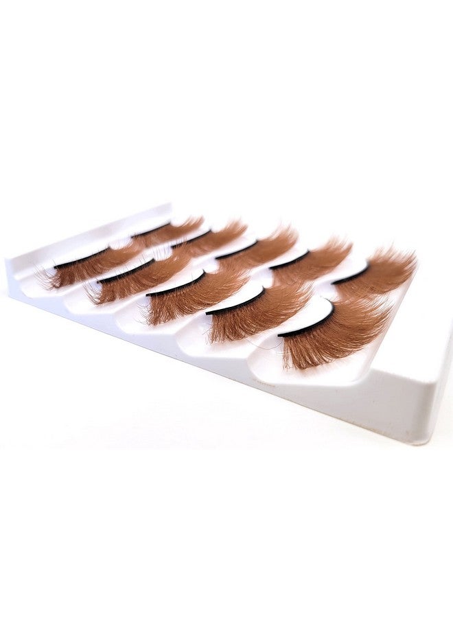 Colored Lashes 20Mm 5 Pairs Pack 3D Faux Mink Brown Eyelashes Brown False Lashes Strips (Fm306 1420Mm Brown 5 Pairs)