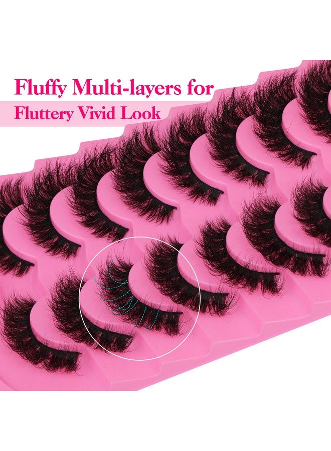 Mink Lashes Fluffy Wispy False Eyelashes 15Mm Natural Thick Volume Fluffy Curl Fake Eyelashes 9 Pairs By Yawamica Black