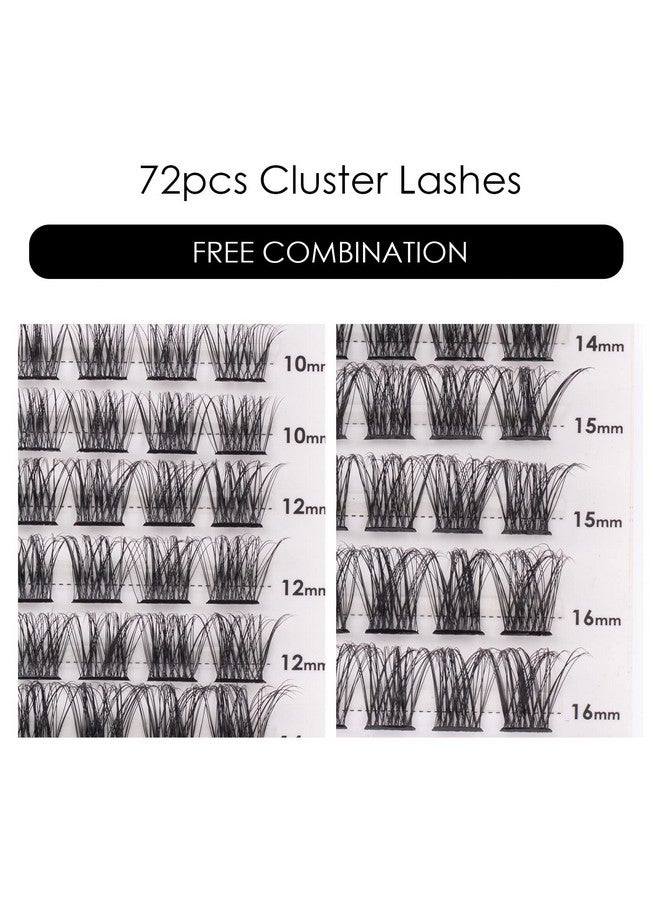 Cluster Lashes 72 Individual Lashes Clusters Eyelash Extensions False Eyelashes Diy Wispy Fluffy Lash Extension Kit Reusable False Eyelashes Natural Look Mix 1016Mm C D Curldm17