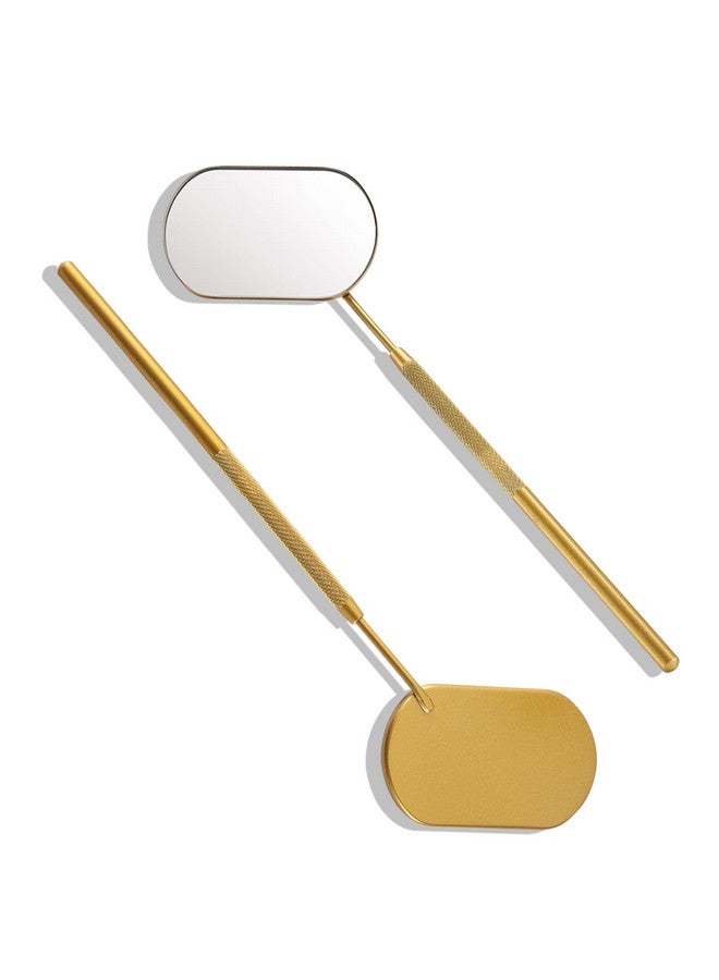 Lash Mirror Extra Large Makeup Mirror For Eyelash Extensions Detachable Stainless Steel Square Round Lash Extension Accessories(Golden)