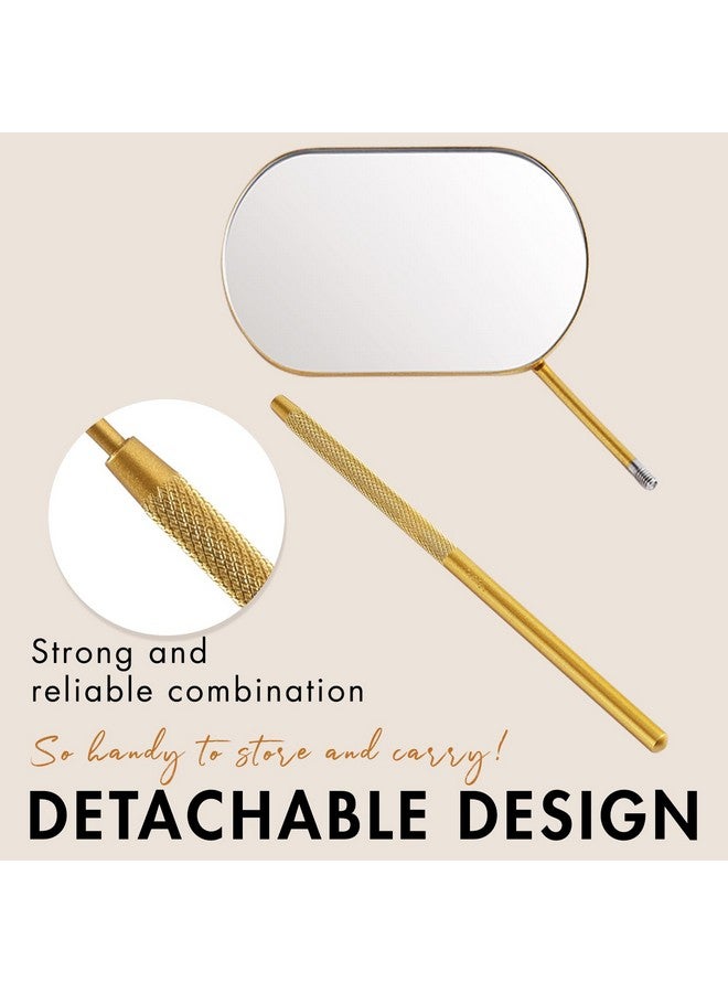 Lash Mirror Extra Large Makeup Mirror For Eyelash Extensions Detachable Stainless Steel Square Round Lash Extension Accessories(Golden)