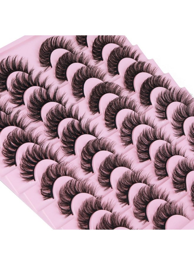 20 Pairs False Eyelashes Natural Faux Mink Lashes Wispy Cat Eye Lashes Fluffy 4 Styles 5D Volume Fake Eyelashes Pack By Tnfvloneins