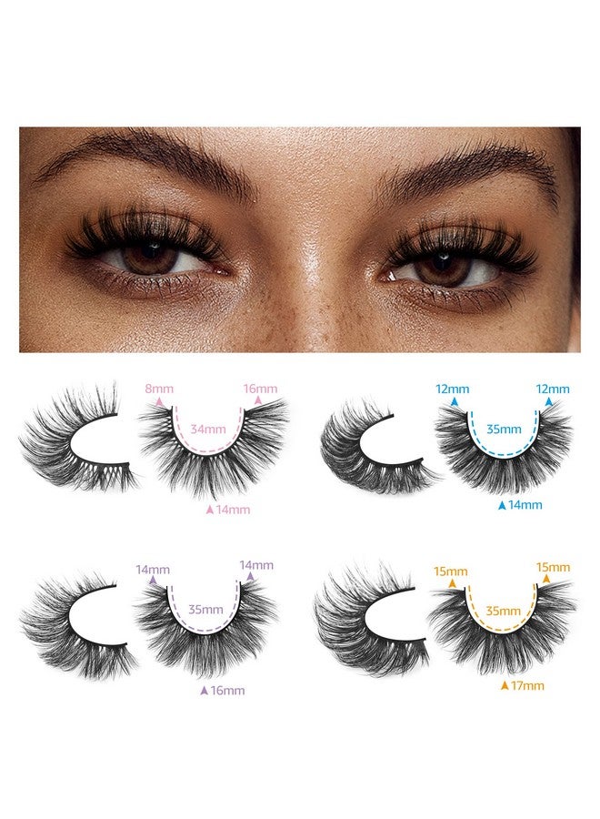 20 Pairs False Eyelashes Natural Faux Mink Lashes Wispy Cat Eye Lashes Fluffy 4 Styles 5D Volume Fake Eyelashes Pack By Tnfvloneins