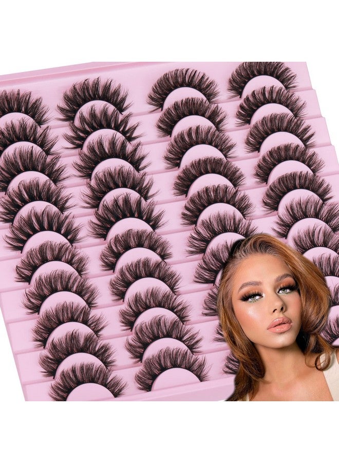 20 Pairs False Eyelashes Natural Faux Mink Lashes Wispy Cat Eye Lashes Fluffy 4 Styles 5D Volume Fake Eyelashes Pack By Tnfvloneins