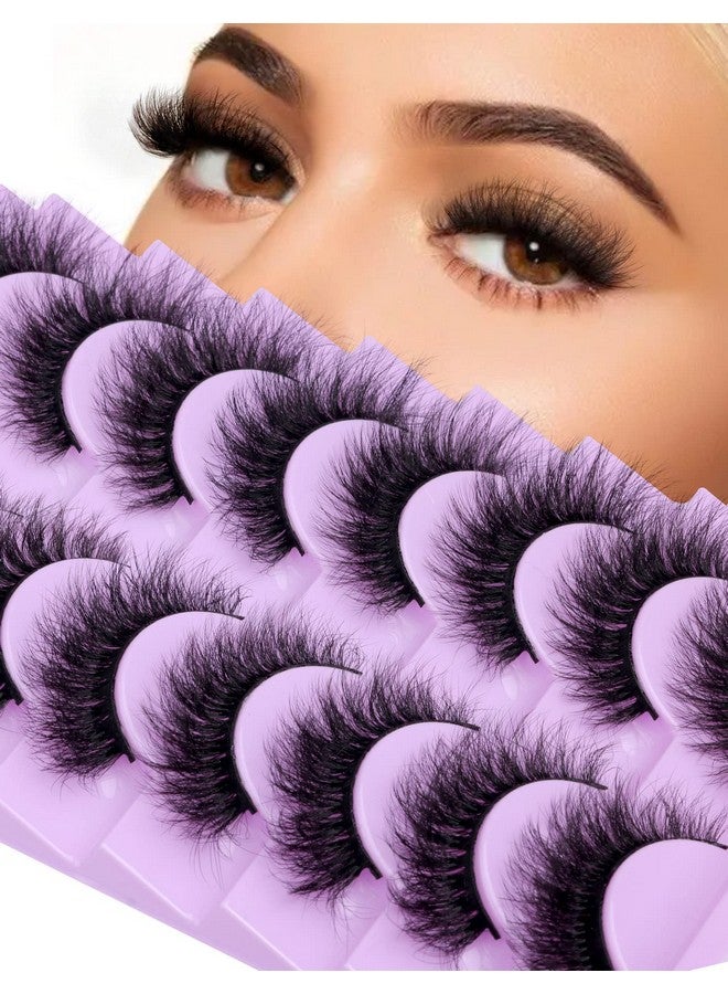 Fluffy Mink Lashes Extension Strip Eyelashes Fairy Thick Volume Eyelashes Cat Eyes Lashes 16Mm Natural Wispy Fluffy Faux Mink Lashes 10 Pairs False Eyelashes