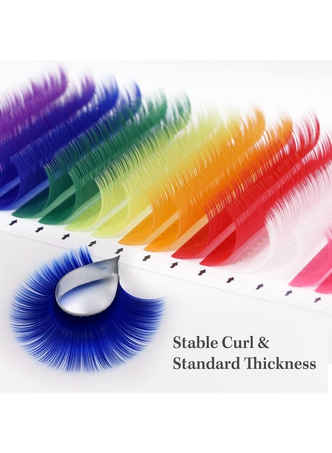 16 Rows Colored Lash Extensions White Pink Red Golden Yellow Green Blue Purple Mix Color 0.05Mm D Curl Individual Single Eyelash Extensions Colored Lashes Extensions（0.05 D 12Mm)