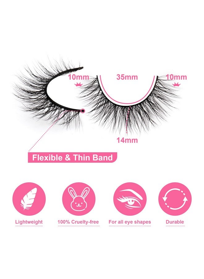 Natural Look Lashes Mink 3D Fluffy Wispy False Eyelashes Short Light Volume Fake Eye Lashes Pack 14 Pairs Reusable Soft Faux Mink Eyelashes