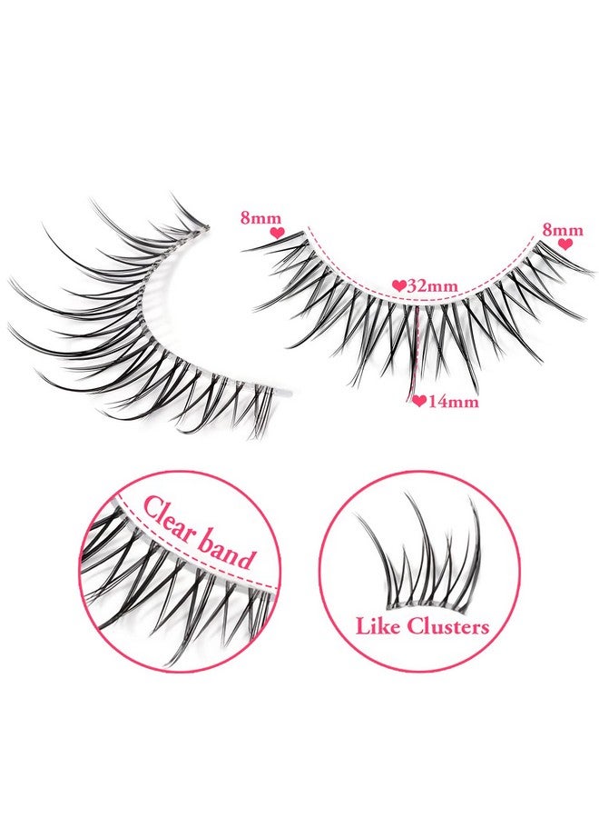 Manga Lashes Natural Look Japanese Anime Lashes Korean Asian Wispy Spiky Lashes With Clear Band Short Fake Eyelash 10 Pairs Pack By Outopen