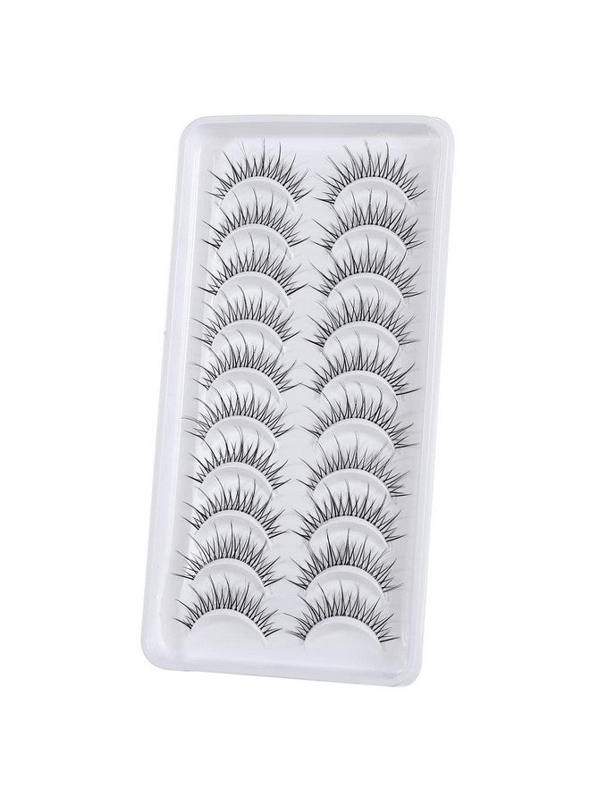 Manga Lashes Natural Look Japanese Anime Lashes Korean Asian Wispy Spiky Lashes With Clear Band Short Fake Eyelash 10 Pairs Pack By Outopen