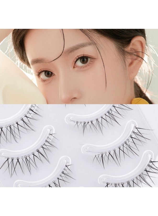 Daily Lashes 4 Pairs Natural Look False Eyelashes Natural Soft Lightweight Comfortable Short Lashes Strip Cross Clear Band Handmade Fake Eyelashes(Gt02)