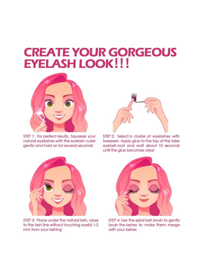 Carlary Diy Eyelash Extension Individual Lashes 3D Effect Reusable 40 Cluster Lashes C Curl Fluffy Wispy Individual Eyelash Clusters For Home Eyelash Extensions (Fluffy12Mm) 40 Count (Pack Of 1)
