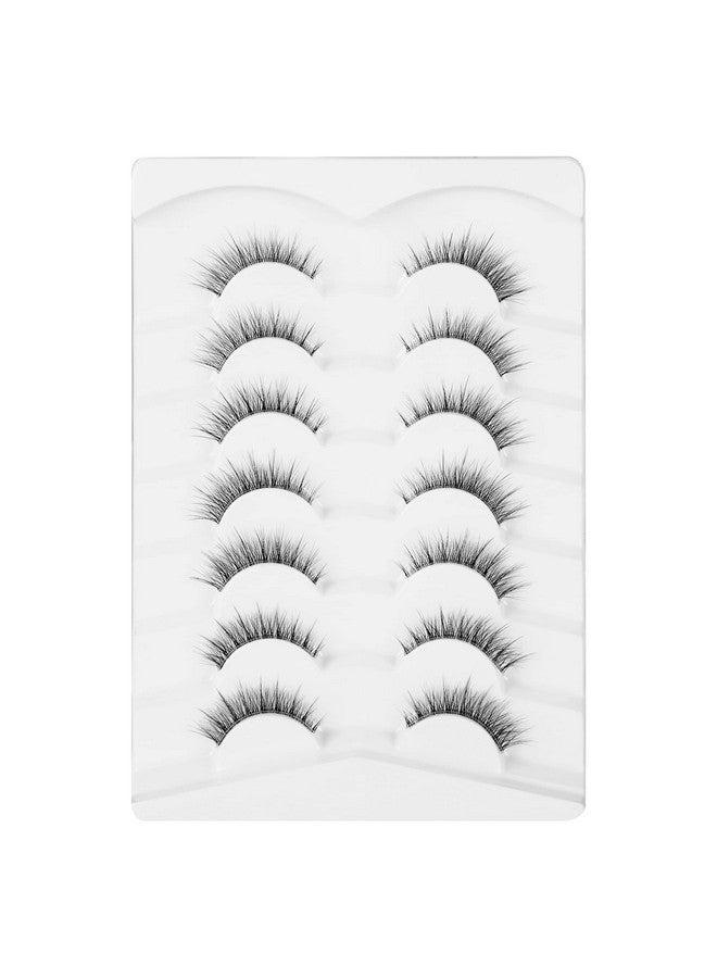 Natural Lashes Short False Eyelashes Wispy Lashes Clear Band Lashes Pack Light Volume Soft Fake Eye Lashes 7 Pairs Multipack