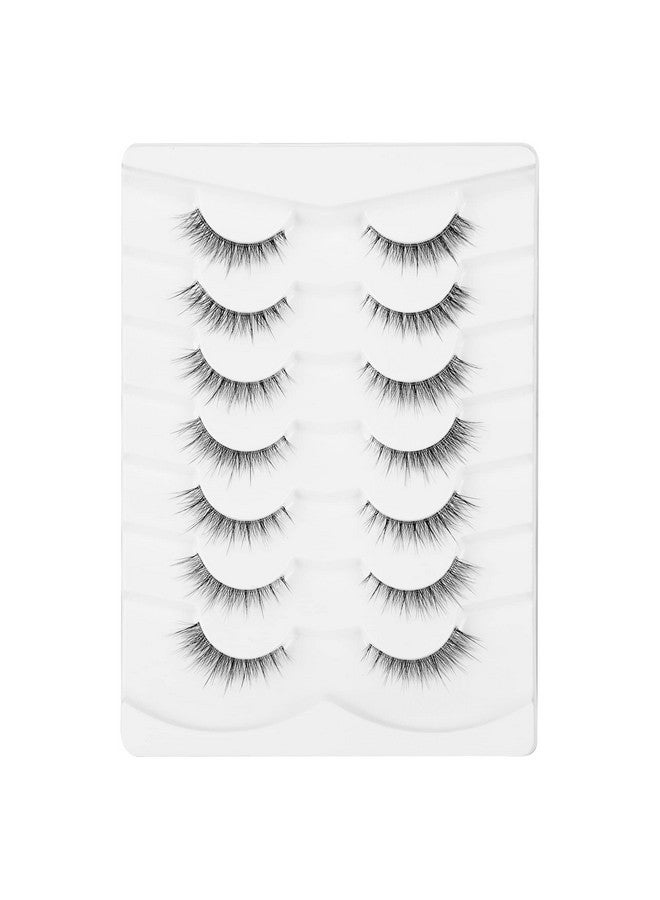 Natural Lashes Short False Eyelashes Wispy Lashes Clear Band Lashes Pack Light Volume Soft Fake Eye Lashes 7 Pairs Multipack