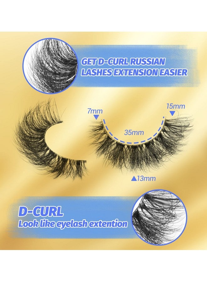 Russian Strip Lashes D Curl Fluffy Wispy False Eyelashes Natural Look Faux Mink Lashes Like Eyelash Extension Fluffy Zanlufly Transparent Band Cat Eye Fake Eyelashes Pack