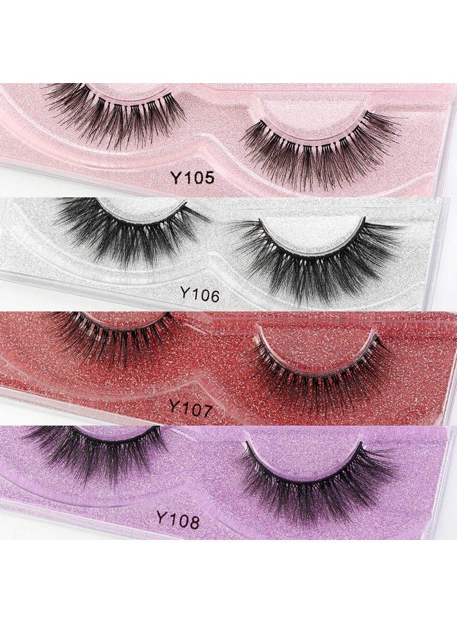 Eyelashes 20 Pairs 4 Style Faux Mink Lashes Natural Look False Lashes Handmade Reusable Soft Fake Eyelashes (20 Pairs + Portable Boxes)