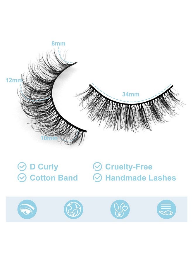 Mink Eyelashes Strip Lashes D Curl Lashes 10 Pairs 6D Faux Eyelashes Mink Lashes Natural Look Reusable False Eyelashes Fake Eyelashes Eye Lashes Pack 12Mm