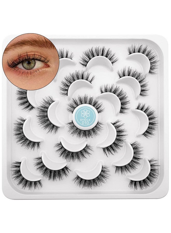 Mink Eyelashes Strip Lashes D Curl Lashes 10 Pairs 6D Faux Eyelashes Mink Lashes Natural Look Reusable False Eyelashes Fake Eyelashes Eye Lashes Pack 12Mm