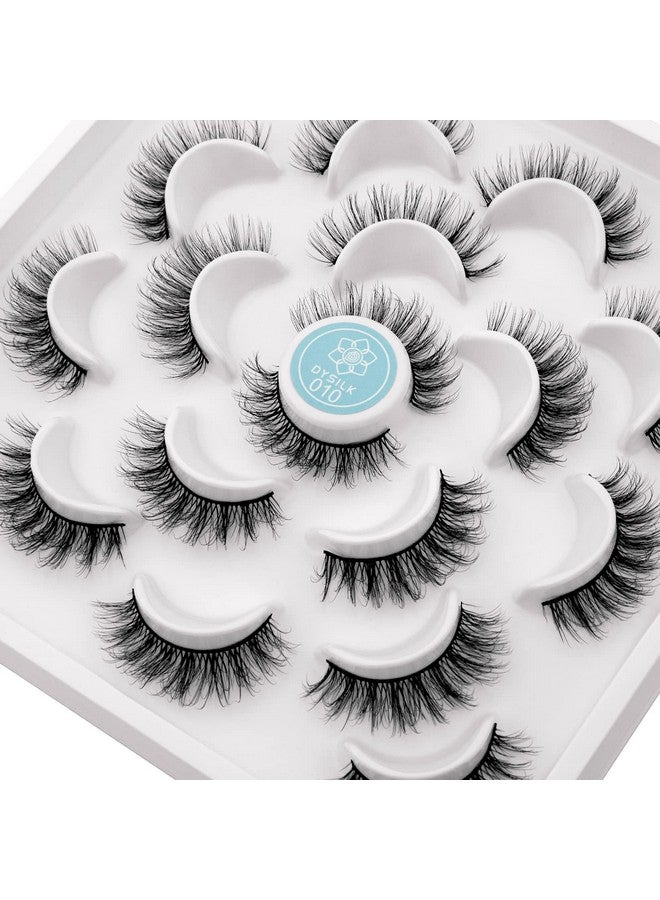 Mink Eyelashes Strip Lashes D Curl Lashes 10 Pairs 6D Faux Eyelashes Mink Lashes Natural Look Reusable False Eyelashes Fake Eyelashes Eye Lashes Pack 12Mm