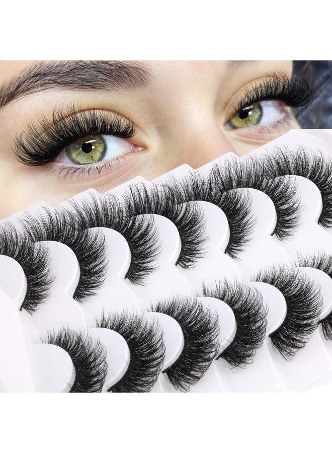 Fox Lashes Natural False Lashes Fluffy Mink Lashes Natural Look Wispy Faux Mink Lashes7 Pairs D Curl Lashes By Focipeysa