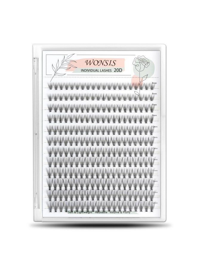 Lash Clusters Individual Lashes 240 Pcs 20D Individual Lash Extensions Volume Soft Lightweight Reusable Diy Eyelash Extensions Thickness 0.07Mm C Curl False Eyelashes 8/9/10/11/12Mm
