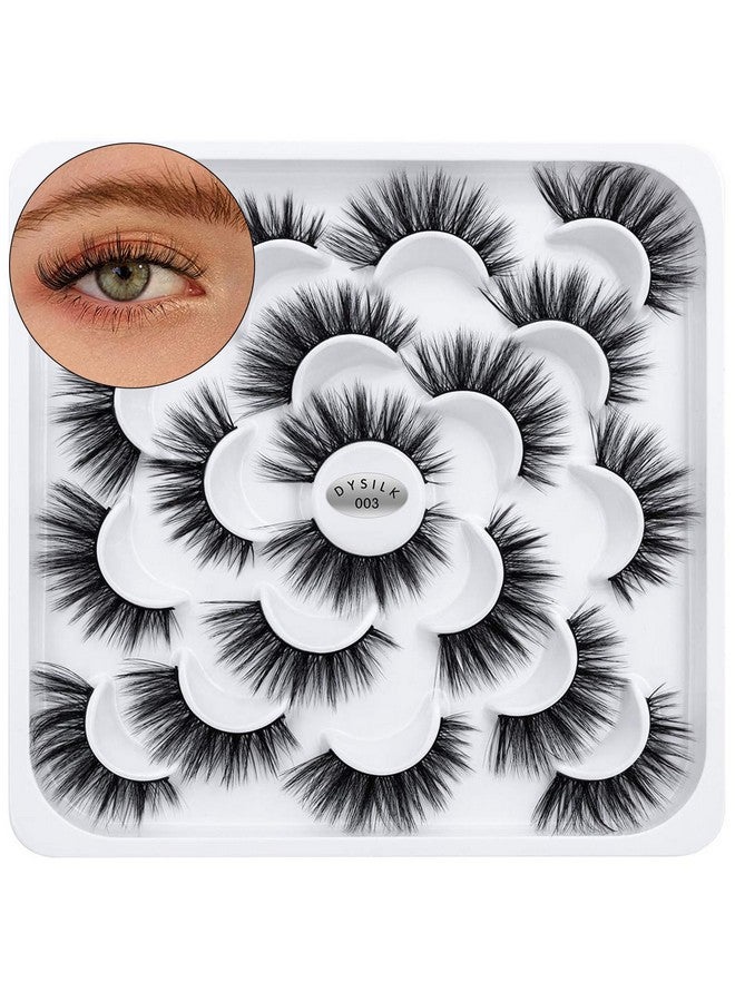 Lashes Mink Eyelashes False Eyelashes 10 Pairs 6D Faux Mink Lashes Pack Eye Lashes Cat Eye Lashes Fluffy Eyelashes Fake Lashes Reusable False Eyelashes Wispy 15Mm