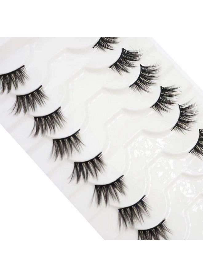 False Eyelashes Half Lashes Natural Look Wispy Cat Eye Lashes 3D Mink Lashes 8~15Mm Volume Eyelash Soft Handmade Fake Lashes 10 Pairs Multipack(Half Lashes Wispy)