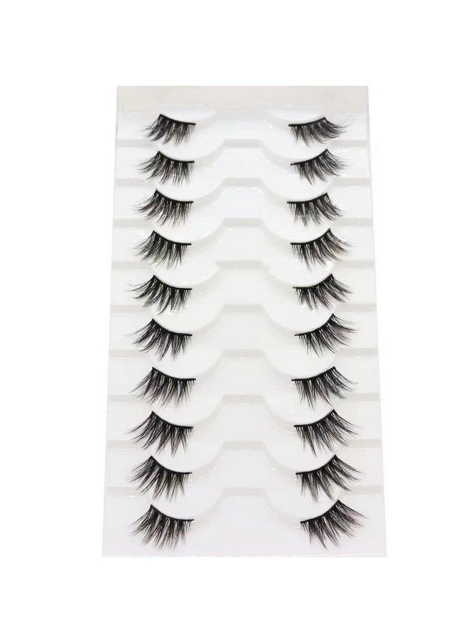 False Eyelashes Half Lashes Natural Look Wispy Cat Eye Lashes 3D Mink Lashes 8~15Mm Volume Eyelash Soft Handmade Fake Lashes 10 Pairs Multipack(Half Lashes Wispy)