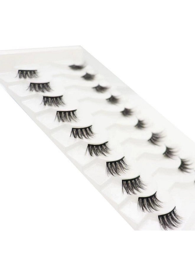 False Eyelashes Half Lashes Natural Look Wispy Cat Eye Lashes 3D Mink Lashes 8~15Mm Volume Eyelash Soft Handmade Fake Lashes 10 Pairs Multipack(Half Lashes Wispy)