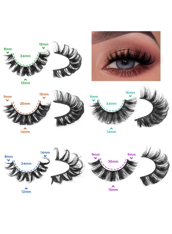 False Eyelashes Russian Strip Lashes D Curl 20 Pairs 5 Styles Pack Fluffy Natural Fake Lashes Look Like Eyelash Extensions By Yawamica