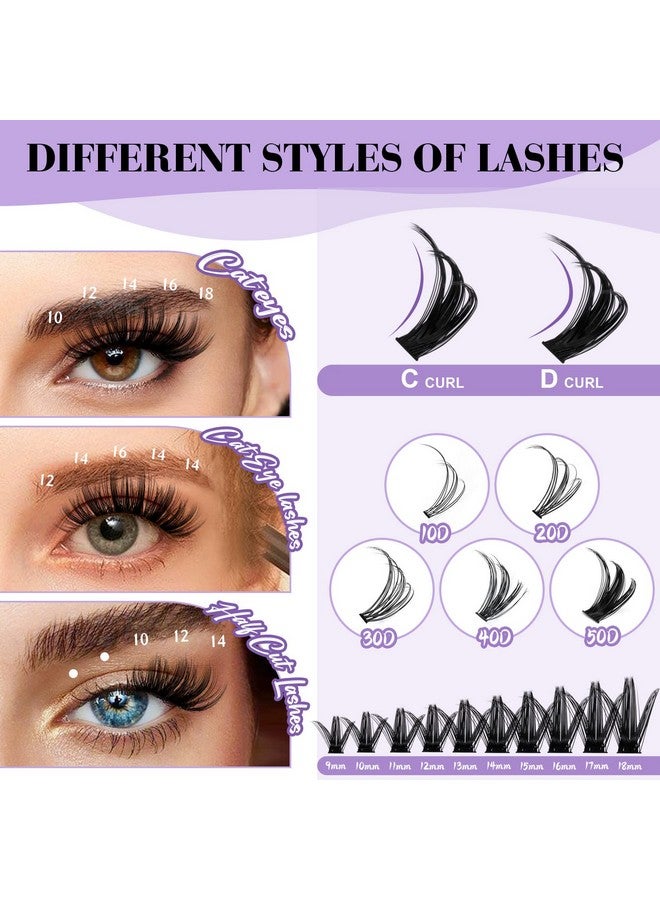 B&Q Manga Lash Clusters Diy Individual Lashes 50D0.07D916Mix 300 Pcs False Eyelash Cluster Manga Lashes Cluster 30D 40D 50D D Curl Lash Clusters Diy Lash Extensions At Home (50D0.07D916Mix)