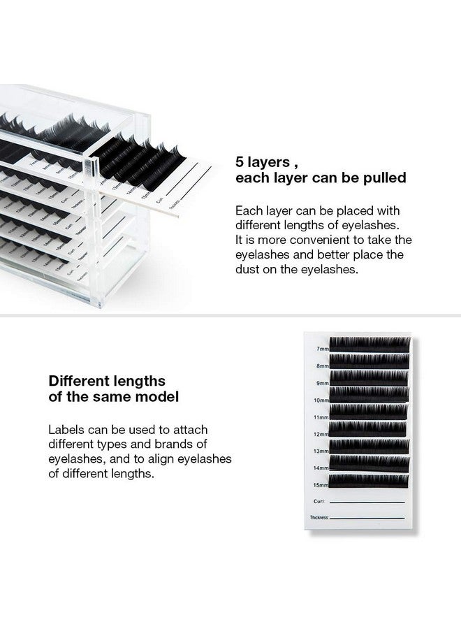 Acrylic 5 Layers Clear Eyelash Storage Box Makeup Display Container Eyelashes Holder Case Grafting Eyelash Transparent Box Extension Tool