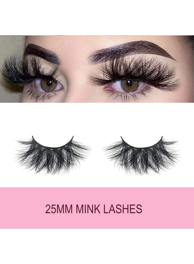 3 Pairs Lashes E013 25Mm Mink Lashes 3D Mink Lashes Thick Handmade Full Strip Lashes Cruelty Free Luxury Makeup Dramatic Lashes Pack3 (E013)