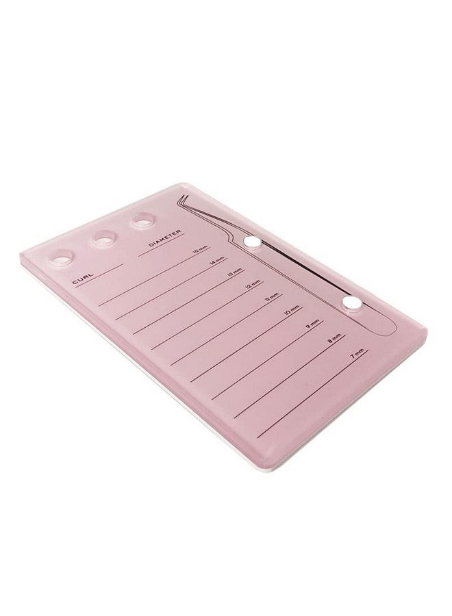 Eyelash Grafting Pallet Acrylic Lash Tile Holder 715Mm Scale Glue Cups Eyelash Extensions Storage Gasket Pads With Suction For Tweezers (Pink)