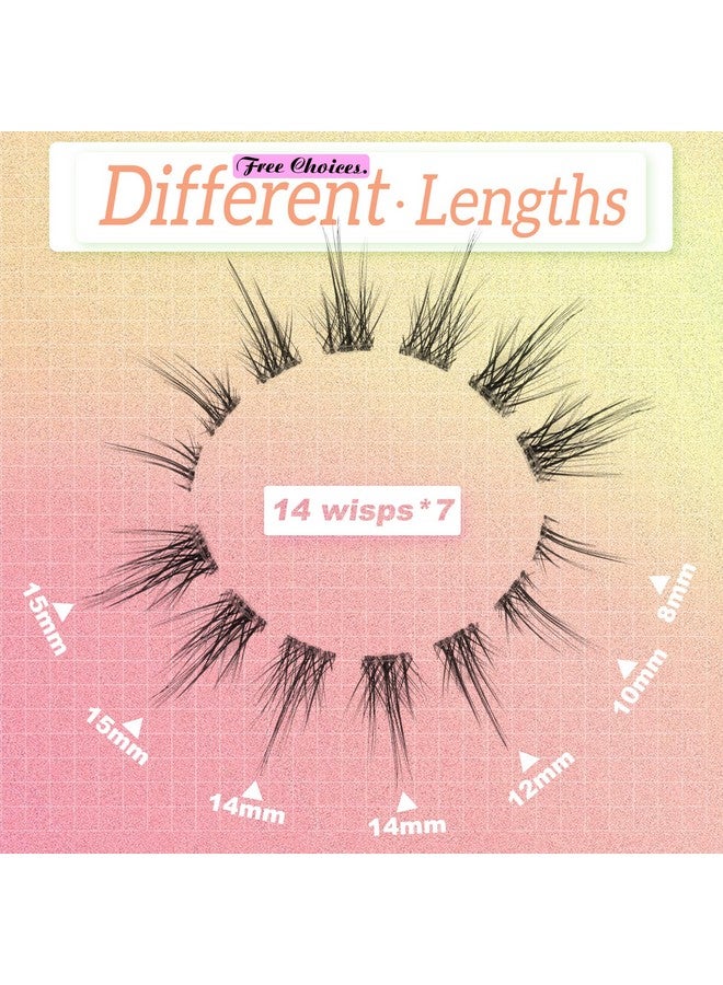 False Eyelashes Cluster Lashes 98 Wisps Mixed Lengths Natural Manga Lashes Clear Band D Curl Cat Eye Diy Anime Eyelashes Lightweight Soft Wispy Individual Japanese Eyelashes Extension By Alice