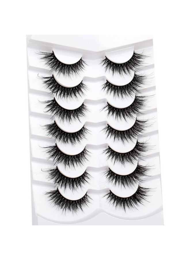 False Eyelashes Fairy Fluttery Lashes Wispy 8D Fluffy Natural Fake Eyelashes Faux Mink Lashes Strips 7 Pairs Pack