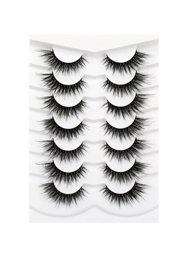 False Eyelashes Fairy Fluttery Lashes Wispy 8D Fluffy Natural Fake Eyelashes Faux Mink Lashes Strips 7 Pairs Pack