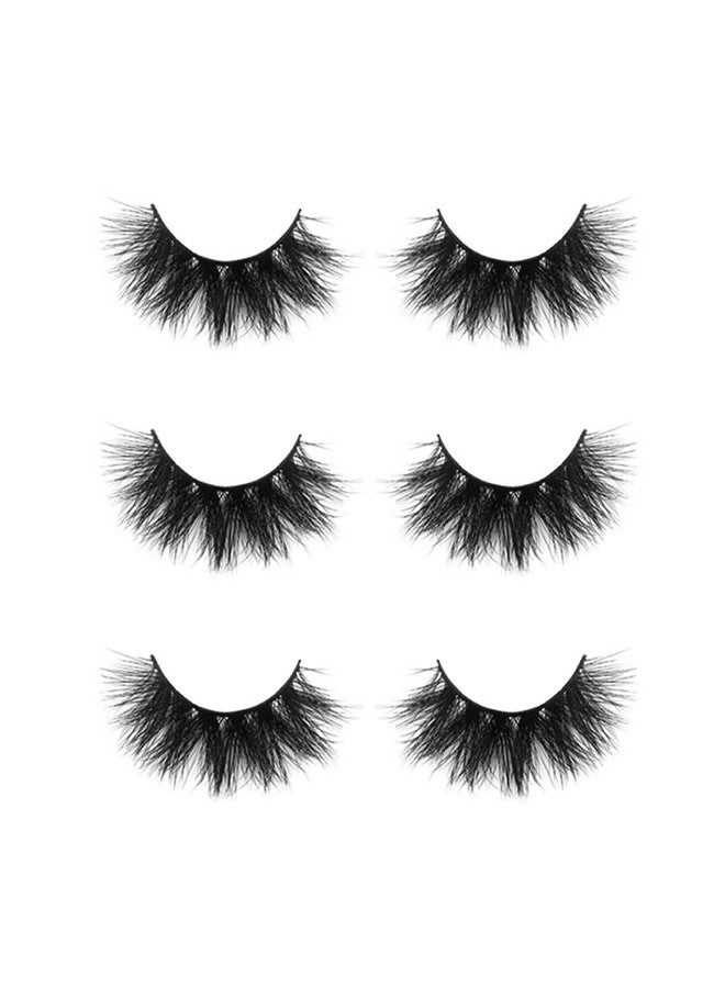 3D Mink Lashes Mikiwi D3903 3 Pairs Lashes Mink Eyelashes Thick Handmade Full Strip Lashes Cruelty Free Luxury Makeup 20Mm Mink Eyelashes (D3903)