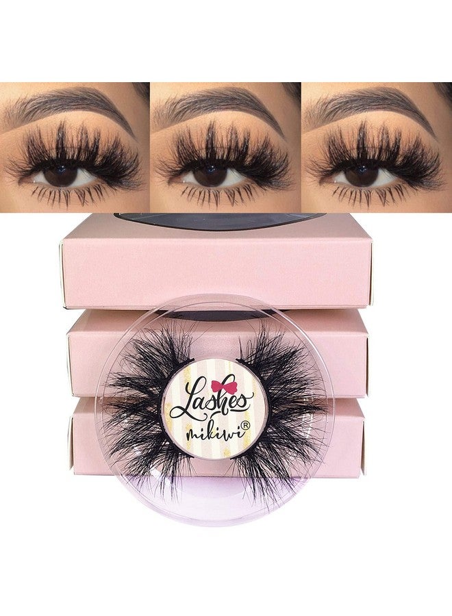 3D Mink Lashes Mikiwi D3903 3 Pairs Lashes Mink Eyelashes Thick Handmade Full Strip Lashes Cruelty Free Luxury Makeup 20Mm Mink Eyelashes (D3903)