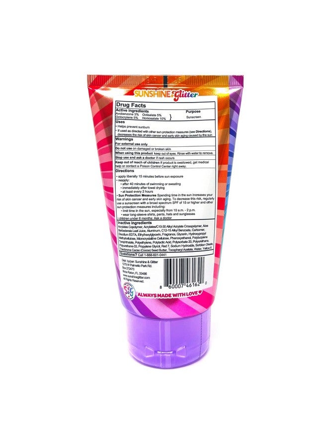 Sea Star Sparkle Biodegradable Glitter Sunscreen With Spf 50 Rainbow Party Cake Water Resistant 80 Min Biodegradable Glitter Vegan & Cruelty Free Tsa Approved 3.4 Oz