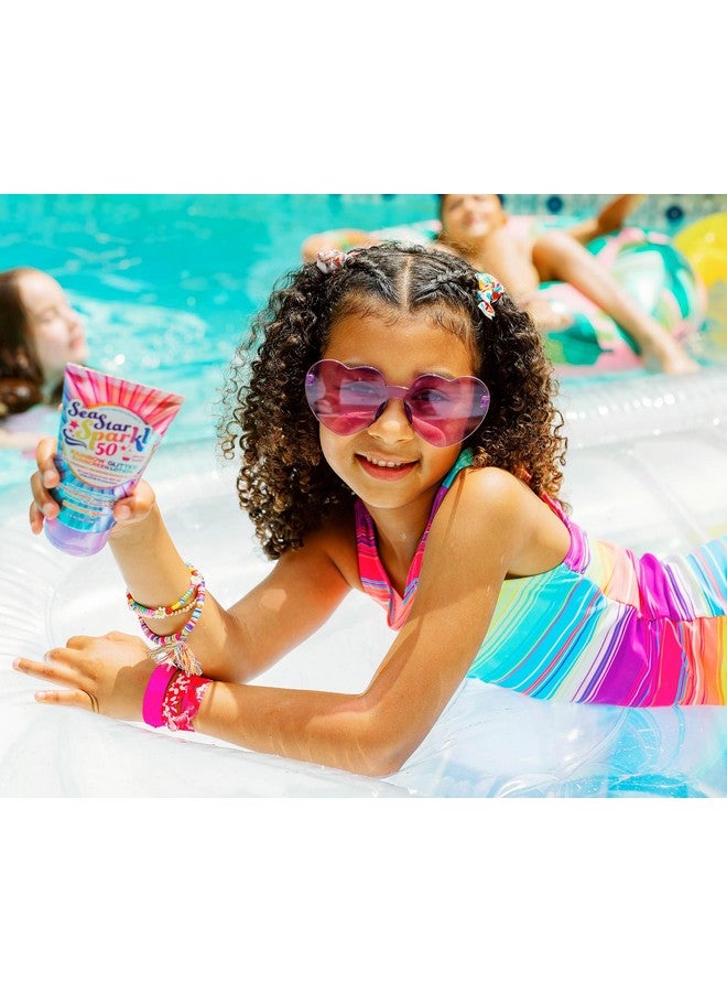 Sea Star Sparkle Biodegradable Glitter Sunscreen With Spf 50 Rainbow Party Cake Water Resistant 80 Min Biodegradable Glitter Vegan & Cruelty Free Tsa Approved 3.4 Oz