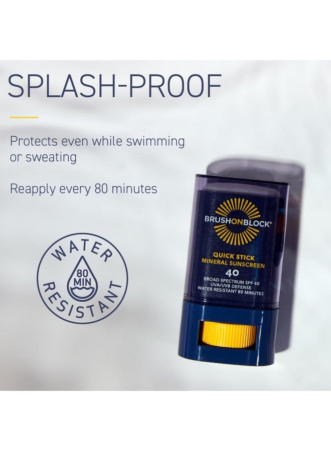 Quick Stick Spf 40 Mineral Sunscreen Stick Uva/Uvb Protection Water Resistant Hawaii Compliant Reef Friendly 0.63 Oz