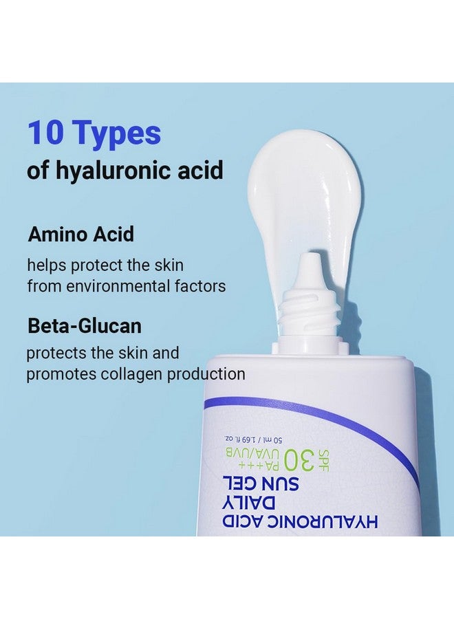 Hyaluronic Acid Daily Sun Gel 50Ml 1.69 Fl.Oz Spf 30 Pa+++ 10 Types Of Hyaluronic Acid Moisturizing Sunscreen No White Cast Mild Sunscreen Korean Skin Care