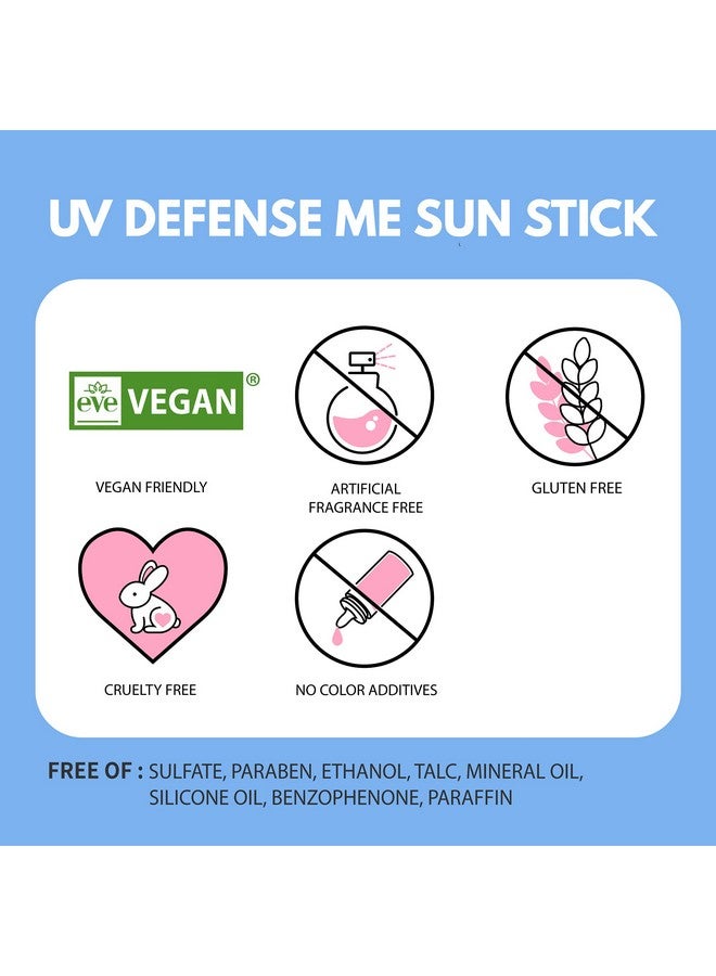 Makeprem Uva Uvb Defense Me Calming Sun Stick Sunblock Spf 50+ Pa++++ 0.7 Oz Vegan Sensitive Oily Acneprone Skin Reefsafe Mineral Sunscreen Nonnano No Chemical Uv Protection Nongreasy Sticky Kids