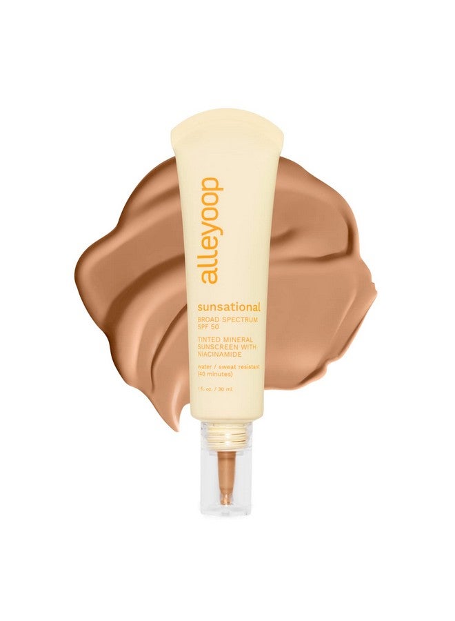 Sunsational Tinted Moisturizer Sunscreen For Face Broad Spectrum Spf 50 Tinted 100% Mineral Sunscreen With Niacinamide & Jojoba Protects Hydrates And Soothes Skin Vegan Crueltyfree Golden Hour