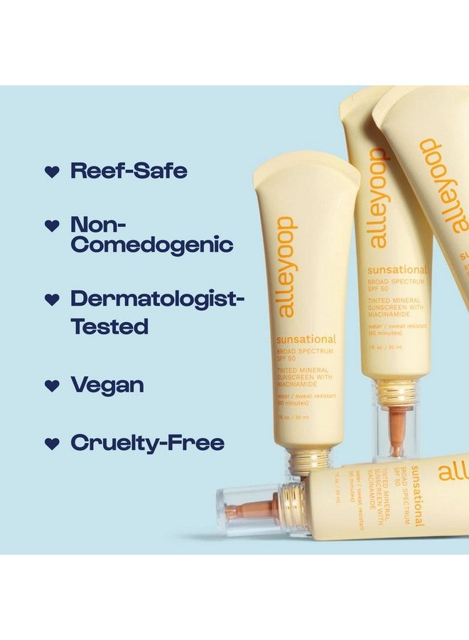 Sunsational Tinted Moisturizer Sunscreen For Face Broad Spectrum Spf 50 Tinted 100% Mineral Sunscreen With Niacinamide & Jojoba Protects Hydrates And Soothes Skin Vegan Crueltyfree Golden Hour