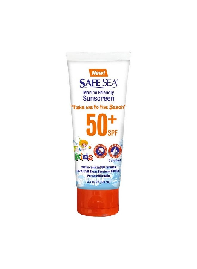 Spf50+ Kids Sunscreen Travel Size 3.4 Oz. For Sensitive Skin Antijellyfish And Sea Lice Sting Protective Lotion Coral Reef Safe Sunscreen