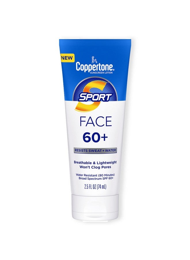 Sport Face Sunscreen Lotion Spf 60+ Water Resistant Sunscreen Broad Spectrum Spf 60+ Sunscreen 2.5 Fl Oz Tube