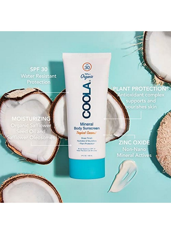 Organic Mineral Sunscreen Spf 30 Sunblock Body Lotion Dermatologist Tested Skin Care For Daily Protection Vegan And Gluten Free Tropical Coconut 5 Fl Oz