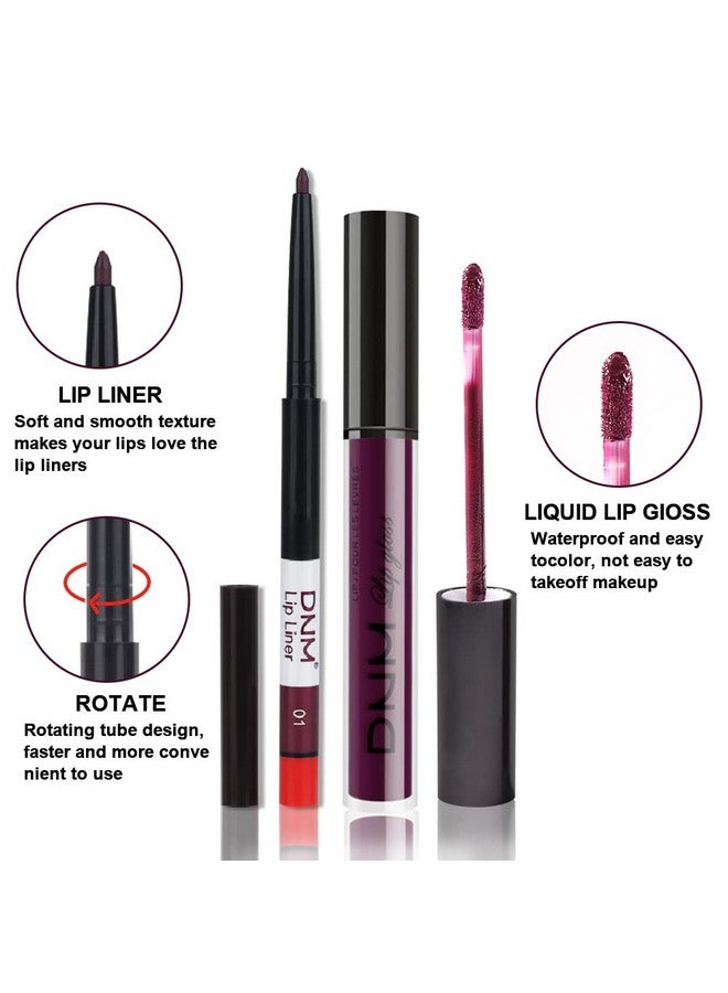 2Pcs Matte Dark Purple Lip Liner And Lipstick Makeup Set Burgundy Matte Lipstick 24H And Lip Liner Set Deep Berry Matt Lip Gloss Waterproof Long Lasting Lip Liner Lipstick Set Dark Colors (01)