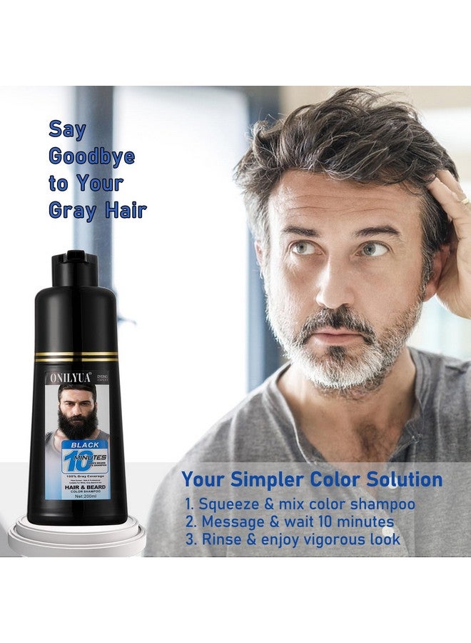 Black Beard & Hair Dye For Men Black Beard Dye Shampoo 3 In 1 Simpler Color Solution For Beard Coloring Blends Away Gray Hair In Minutes Lasting Beard Dye Black For Naturallooking